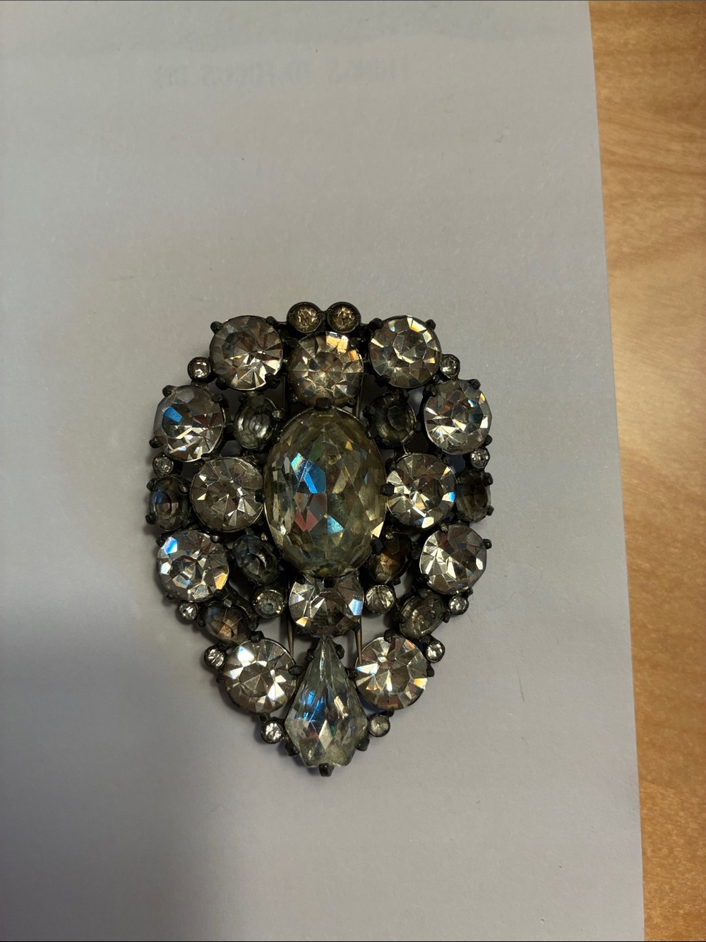 Crystal Teardrop Statement Fur Clip- Clear Crystal